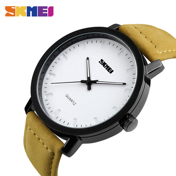 SKMEI Men Fashion Watches Casual Genuine Leather Strap Quartz Wristwatches 30M Waterproof Luxury Watch Relogio Masculino 1196