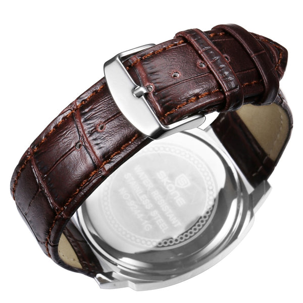 2016 Hot!Casual SKONE Genuine Men & Women Brand Wristwatches Special design Military Leather Sports Watch Relogio Masculino