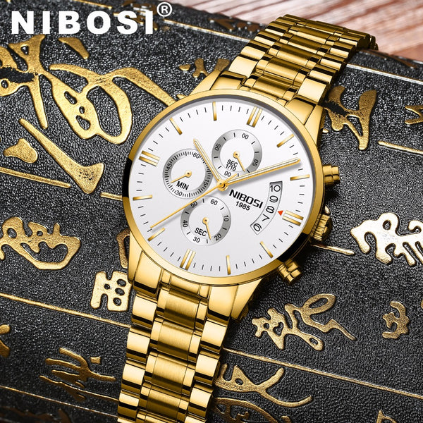 NIBOSI Waterproof Casual Watch Men Luxury Brand Quartz Military Sport Watch Leather Steel Men's Wristwatches relogio masculino