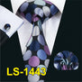 LS-822 Mens Tie Black Paisley 100% Silk Classic Barry.Wang Tie Hanky Cufflinks Set For Men Formal Wedding Party Groom Hot Sell