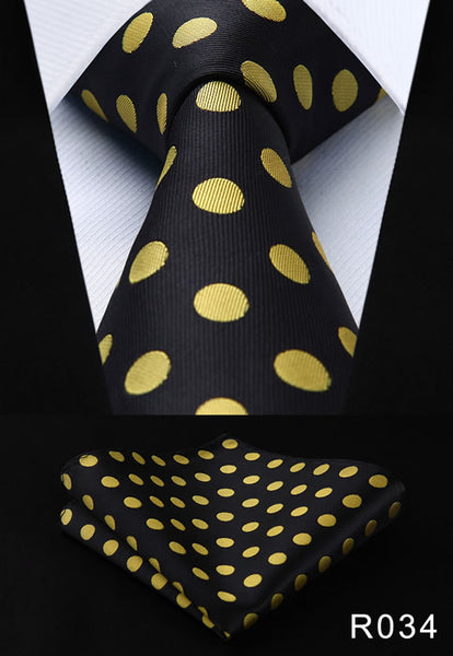 Polka Dot 3.4" 100%Silk Wedding Jacquard Woven Men Tie Necktie Pocket Square Handkerchief Set Suit #RD1