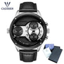 2017 New Luxury Brand CADISEN Men Watch Quartz Watches Big Design Dual time zone Casual Military Waterproof Wristwatch