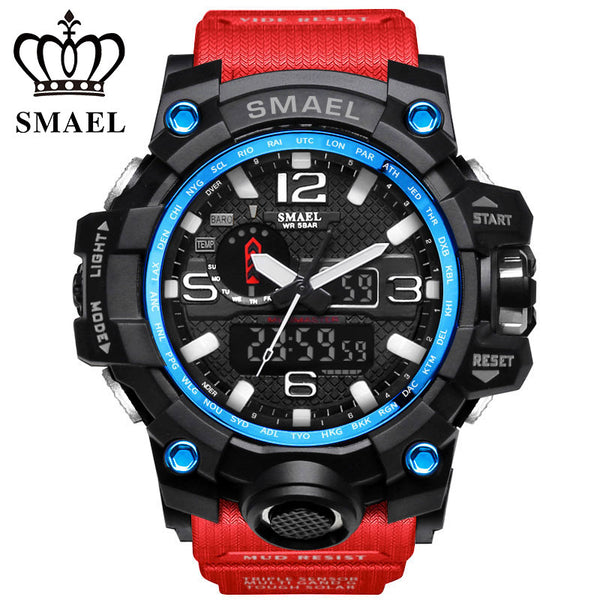 SMAEL Men Fashion S Shock Wristwatch Reloj Business Outdoor Sports Digital Watch LED Display Quartz Multi-functional Clock 1545