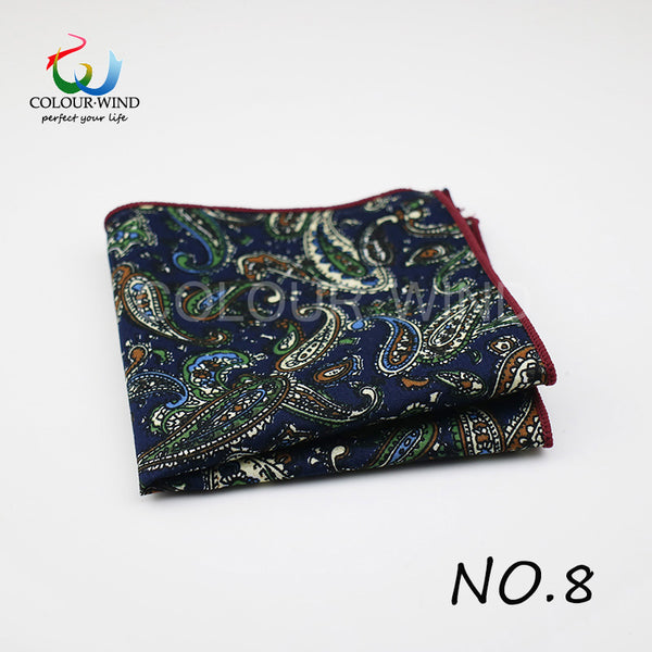 Genuine Yiyanyang Cotton Floral Pocket Square 9.05 Inch Camo Color Polyester Paisley Handkerchief Tie For Men Gift Gentle Hanky