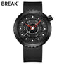 BREAK Men Quartz Sport Watch Man Rubber Leather Strap Casual Fashion Top Luxury Brand Waterproof Geek Creative Gift Wristwatches