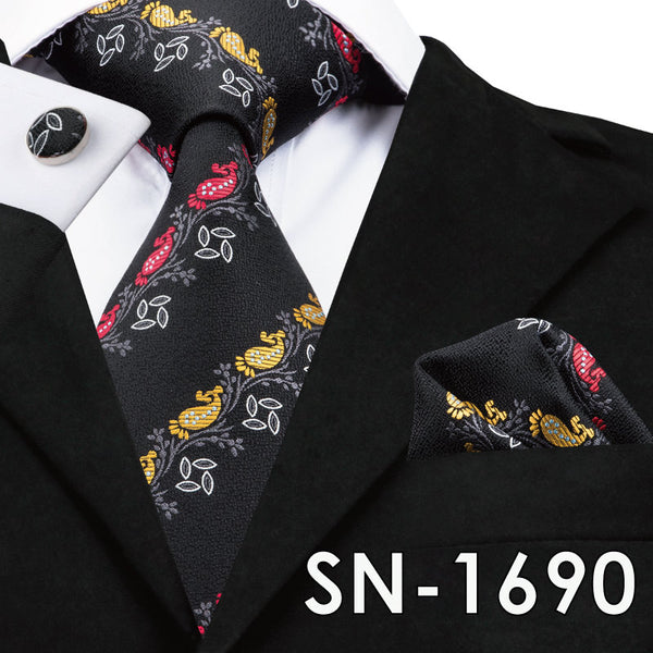 SN-1518 New Arriving Ties Men Fashion 2017 Hi-Tie Design Royal Blue Neck Tie Pocket Square Cufflinks Set for Mens Business Party