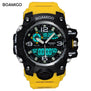 BOAMIGO Brand Men Sports Watches LED Digital Analog Wrist Watch Swim Waterproof Yellow Rubber Gift Clock Relogios Masculino