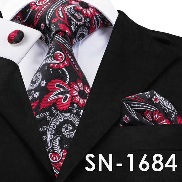 SN-1518 New Arriving Ties Men Fashion 2017 Hi-Tie Design Royal Blue Neck Tie Pocket Square Cufflinks Set for Mens Business Party