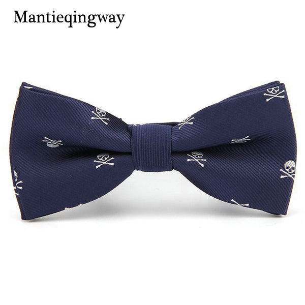 Mantieqingway Novelty Men's Polyester Silk Bow Tie Skull Bowtie for Tuxedo Banquet New Design Bowknot Ties for Wedding Groom