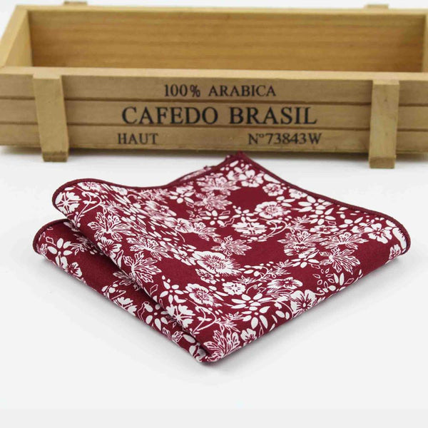 Hankerchief Scarves Vintage Cotton Hankies Men's Pocket Square Handkerchiefs Rose Flower Paisley