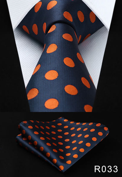 Polka Dot 3.4" 100%Silk Wedding Jacquard Woven Men Tie Necktie Pocket Square Handkerchief Set Suit #RD1