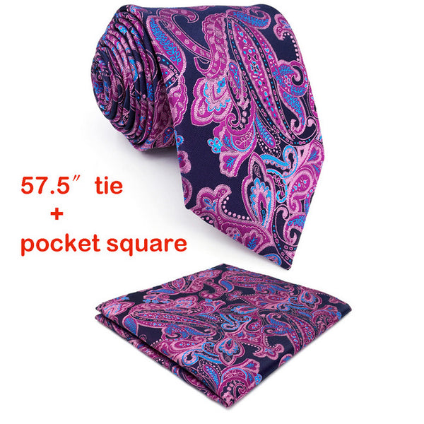 Q15 Extra long size Paisley Blue Pink Mens Necktie Ties 100% Silk Jacquard Woven Brand New Fashion