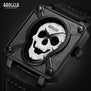 Baogela Mens Waterproof Black Brown Leather Strap Square Dial Quartz Wrist Watches with Luminous Skull BGL1701