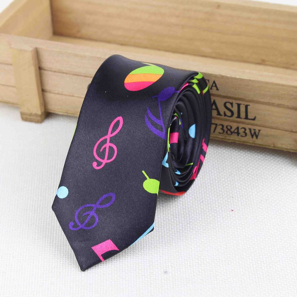 New Style Men's Fashion Neckties Helloween Festival Christmas Tie Soft Designer Character Necktie Music score piano Guitar