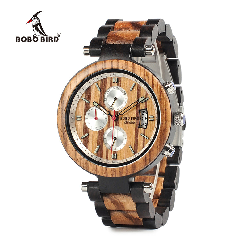 BOBO BIRD Wristwatch Men Metal and Wooden Case Quartz Movement Sport Watch Accept Customize relogio masculino dropshipping