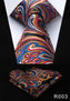 Paisley Floral 3.4" 100%Silk Wedding Jacquard Woven Men Tie Necktie Pocket Square Handkerchief Set Suit #RF1