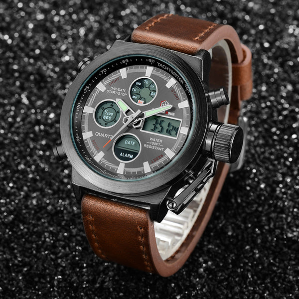 Top Brand Luxury Men Swimming Quartz Analog Outdoor Sports Watches Military Relogio Masculino Male Clock Hour With Leather Strap