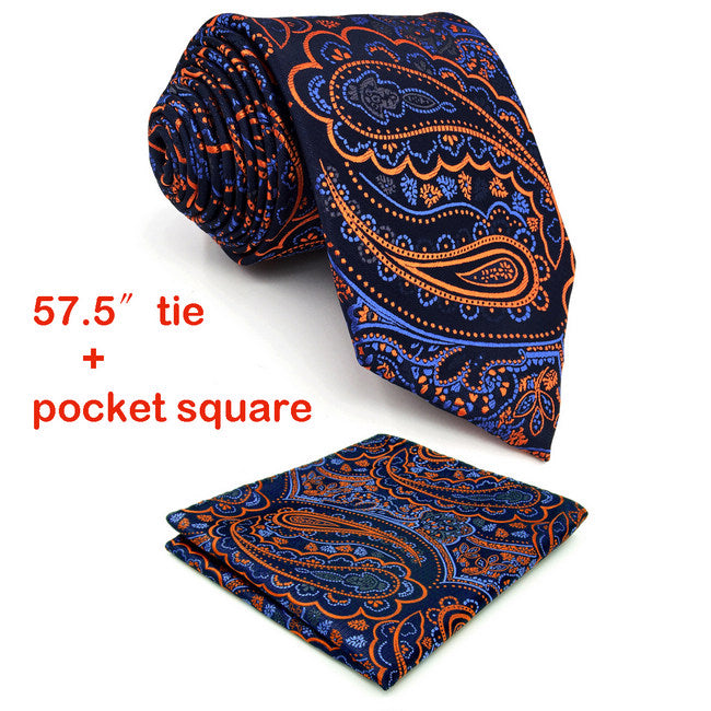 Q8 Extra long size Floral Azure Golden Yellow Royal Blue Mens Necktie Set Ties Hanky 100% Silk Brand New Fashion 63