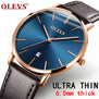 Men Watches Luxury Brand Olevs Quartz Genuine Leather Strap Minimalist Ultrathin Wrist Watches Waterproof High Quality Relogio