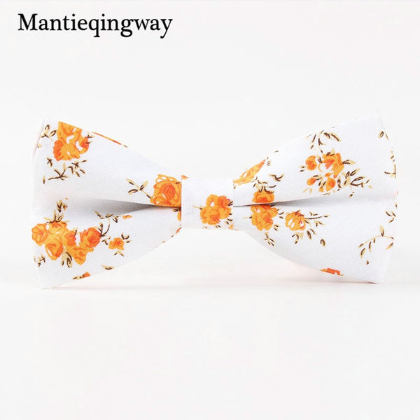 Mantieqingway Floral Printed Cotton Bowtie for Men Wedding Gentlemen Skinny Bow Tie Suits Tie Gravatas Slim Bowknot Cravats