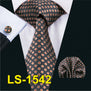 LS-822 Mens Tie Black Paisley 100% Silk Classic Barry.Wang Tie Hanky Cufflinks Set For Men Formal Wedding Party Groom Hot Sell