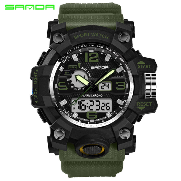 Top Luxury Brand Sanda Men Sport Watches Men's Quartz LED Analog Clock Man Military Waterproof Wrist Watch Relogio Masculino New