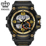 SMAEL Analog-Digital Watch men sports 50M Professional Waterproof Quartz large dial hours military wristwatches 2018 fashion