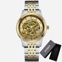 Skeleton Gold Mechanical Watch Men Automatic 3D Carved Dragon Steel Mechanical Wrist Watch China Luxury Top Brand Self Wind 2018