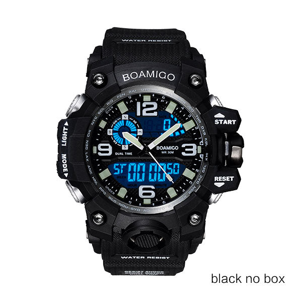 BOAMIGO Brand Men Sports Watches LED Digital Analog Wrist Watch Swim Waterproof Yellow Rubber Gift Clock Relogios Masculino
