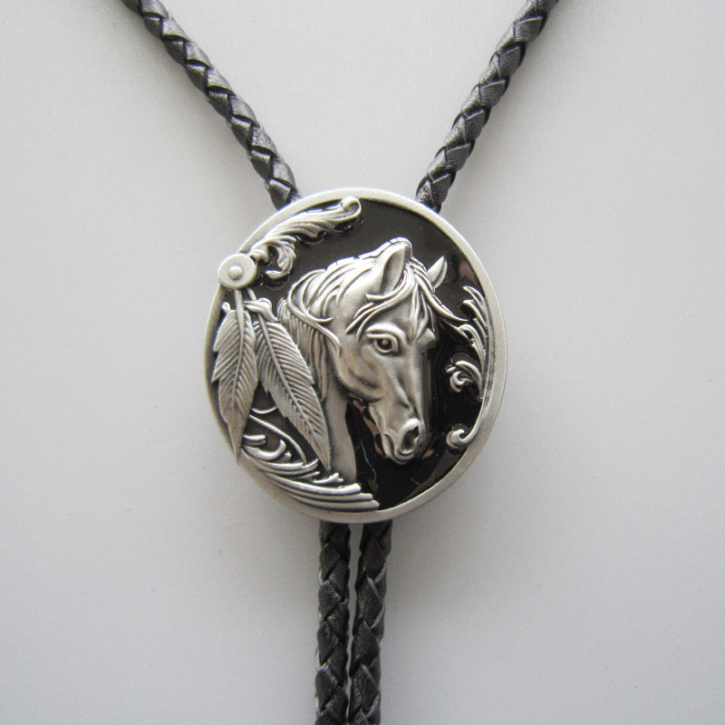 Retail Bolo Tie (Black Western Horse Head Bolo Tie) BOLOTIE-WT057BK Brand New Factory Direct Free Shipping In Stock