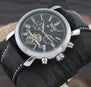 Jaragar luxury mechanical automatic brand watch leather strap date&day AUTO Flywheel Tourbillon Mens Wristwatch relogio