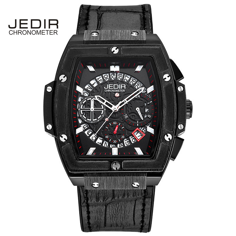 JEDIR Men Watches fashion New Luxury Brand Pirate Hollow Leather Clock Male Casual Sport Watch Men Luminous Wrist Quartz Watch