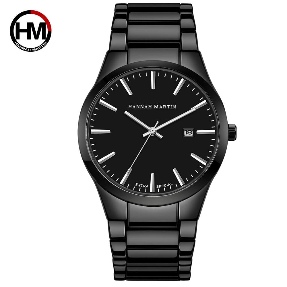 Hannah Martin Mens Watches Top Brand Luxury Men's Watch Men Watch Auto Date Watches Waterproof Full Steel Clock erkek kol saati