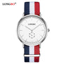 LONGBO Brand Fashion Lovers Watch For Men 41mm Dial Simple NATO Nylon Braided Waterproof Unisex Quartz Wrist Watches Women 80255