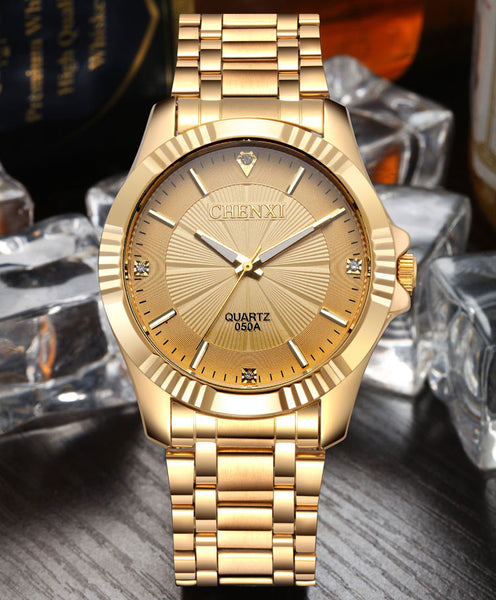 Top Quality Clock Fashion Men Luxury CHENXI Brand Gold Stainless Steel Quartz-Watch Wrist Watches Wholesale Golden Watch men