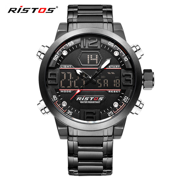 RISTOS Relojes Masculino Hombre Fashion Multifunction Steel Men Sport Watches Chronograph Digital Waterproof Wristwatch New 9338