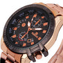 Golden&Rose Gold Luxury Mens Black Dial Gold Stainless Steel Calendar Date Saat Quartz Analog Wrist Watch Montre Homme