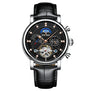 KINYUED Moon Phase Top Brand Mens Mechanical Watches Automatic Tourbillon Skeleton Watch Men Calendar Relogio Masculino dropship