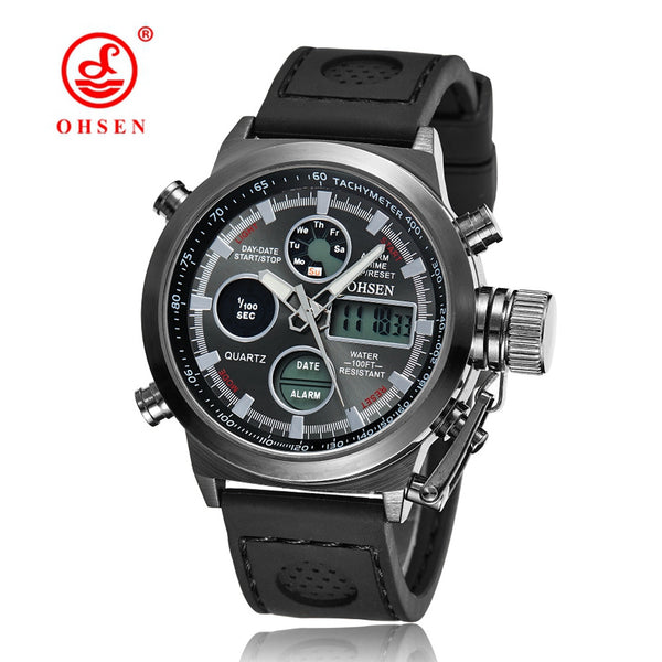 OHSEN Men Sports Watches Waterproof Fashion Casual Quartz Watch Digital & Analog Military Multifunctional Men's Sports Watches