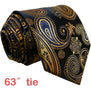 U10 Paisley Gold Blue Navy Mens Neckties Extra Long Size Matching Hanky100% Silk Casual Dress Men Ties Designers Fashion 63"