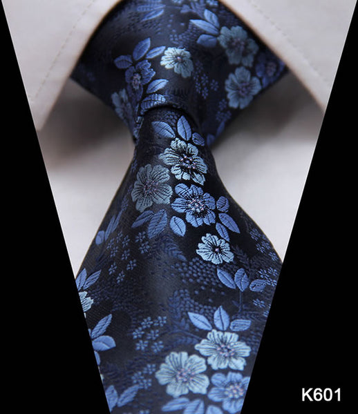 TF2005B8 Blue Floral Paisley 3.4" 100% Silk Jacquard Woven Classic Man's Tie Necktie