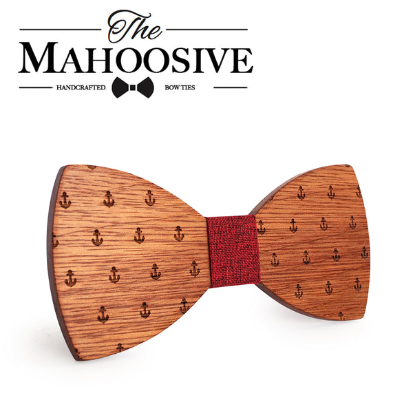 MAHOOSIVE Classic Captain Wood Bow Ties Wooden Butterfly Bowknots Gravatas Cravat