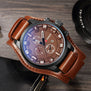 2018 Curren Mens Watches Top Brand Luxury Brown Leather Strap Quartz Watch Men Military Sport Waterproof Clock Relogio Masculino