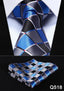 Check 3.4" Silk Fashion Mens Extra Long Tie Necktie Handkerchief Set #Q5 Pocket Square Classic Party Wedding