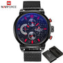 Naviforce Luxury Brand Men Stainless Steel Analog Watches Men's Quartz 24 Hours Date Clock Man Fashion Casual Sports Wirst Watch