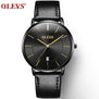 Men Watches Luxury Brand OLEVS Quartz Genuine Leather Strap Minimalist Ultrathin Wrist Watches Waterproof High Quality Relogio
