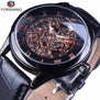 Forsining Retro Classic Design Roman Number Display Transparent Case Mechanical Skeleton Watch Men Watch Top Brand Luxury Clcok
