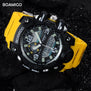 BOAMIGO Brand Men Sports Watches LED Digital Analog Wrist Watch Swim Waterproof Yellow Rubber Gift Clock Relogios Masculino