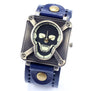 2017 Vintage Cool Punk Rock Skull Skeleton Quartz Watch Fahion Casual Wristwatches Soft Leather Bracelet Mens Women Gifts B2181