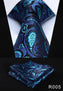 Paisley Floral 3.4" 100%Silk Wedding Jacquard Woven Men Tie Necktie Pocket Square Handkerchief Set Suit #RF1